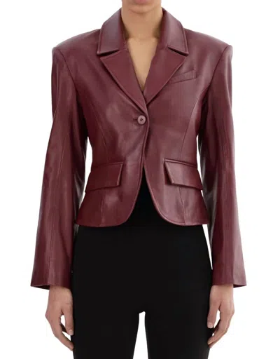 Lamarque Valentina Leather Blazer In Burgundy In White