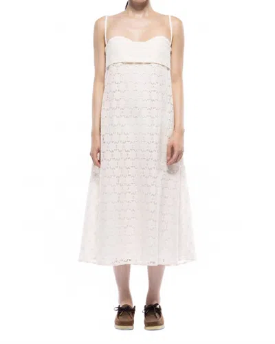 Toit Volant Verona Midi Dress In Ivory Cotton Lace In White