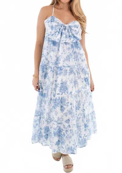 J.marie The Chloe Bow Midi Dress In Blue In Blue