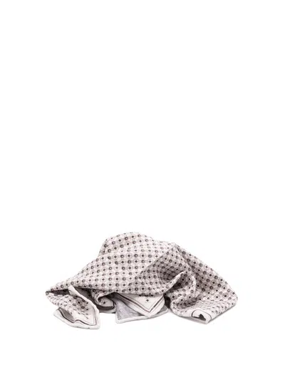 Brunello Cucinelli Geometric-pattern Silk Pocket Square In Gray