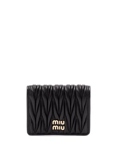 Miu Miu Matelassé Nappa Leather Wallet In Brown