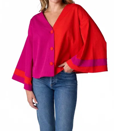 Crosby By Mollie Burch Esme V-neck Top In Sangria Colorblock In Multi