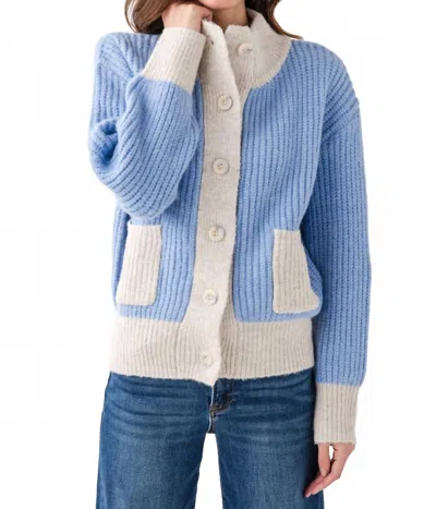Frnch Cecelia Chenile Pocket Cardigan In Light Blue In Blue