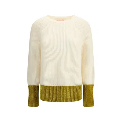 Marni Multicolor Fleece Wool Sweatshirt In White