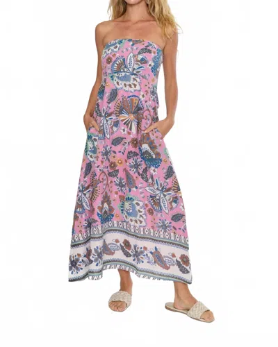 Raga Farrah Strapless Midi Dress In Fuchsia In Multi