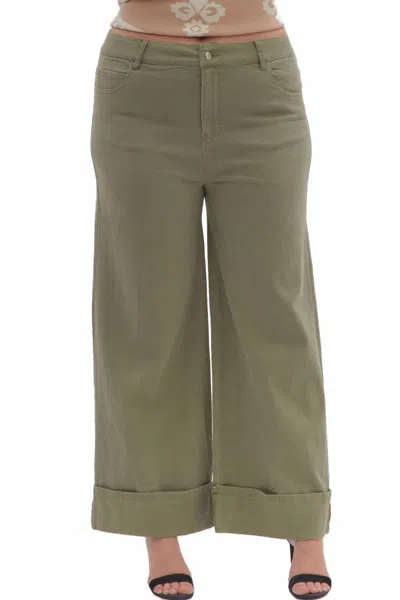 Entro Wide Leg Pants In Olive In Green