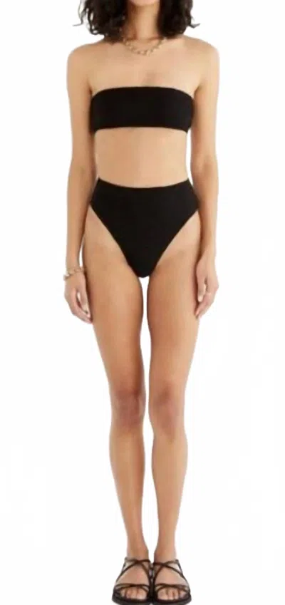 Rumer Women's Cassidy High Waist Pant Bikini Bottom In Black In Black