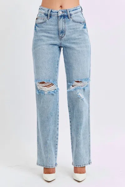 Judy Blue Hi-rise Rigid Magic 90's Straight Jean In Light Wash In Blue