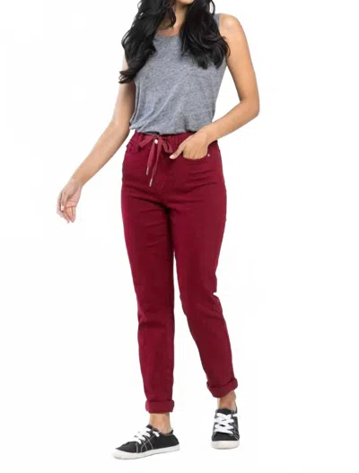 Judy Blue On A Roll Jogger Pants In Scarlet In Red