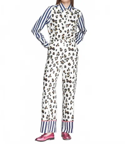 Vilagallo Elena Leopard Pants In White In Multi