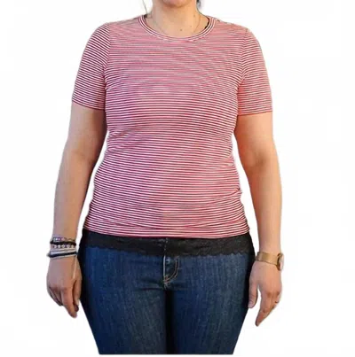 Part Two Nikou Short Sleeve Tee In Red/white-stripe In Pink