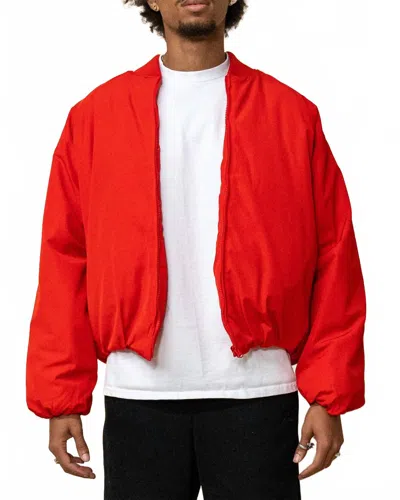 Eptm Cropped Bubble Bomber Jacket In Red In Red
