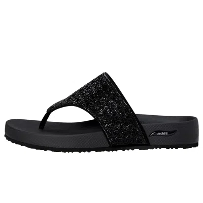 Skechers Arch Fit Vinyasa-glam Time Flip-flop Black / Black 119438-bbk Women's In Animal Print