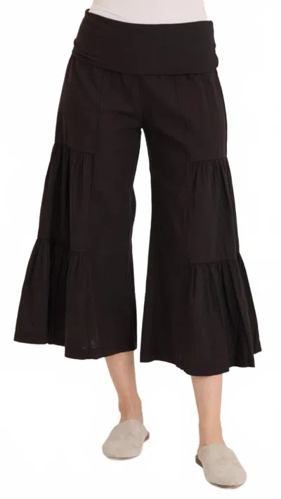 Wearables Linen Side Tier Wide Leg Palazzo Pants In Black In Black