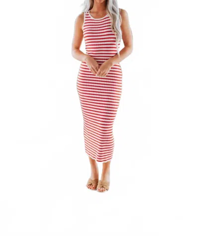 Le Lis Striped Midi Dress In Red/white In Red