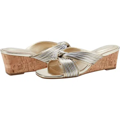 Bandolino Sassier Sandals Women's Gold Knot Detail Wedge Heel Slip On Gal1201 In Multi