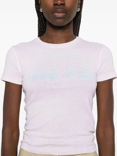 Re/done 90s Baby Holly Dolly T-shirt In Pnk In White