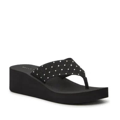 Kelly & Katie Talor Sandals Women Black Rhinestone Toe Post Wedge Heel Gal1053 In Multi