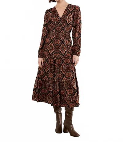 Apricot Smock Waist Tiered Dress In Rust In Brown