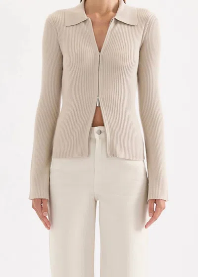 Nude Lucy Betina Zip Front Knit Cardigan In Mink In Neutral