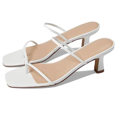 Faryl By Farylrobin Aria Sandal Women's White Leather Kitten Heel Gal1102 In White