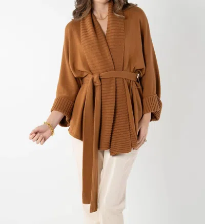Emily Mccarthy Willow Wrap Knit Cardigan In Mocha In Brown