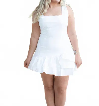 Baby Pink Mini Dress With Ruffle Hem In White In White