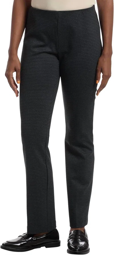 Elliott Lauren Houndstooth Straight Pull On Pants In Black/gray In Black