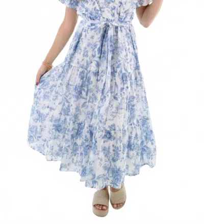 J.marie The Chloe Button Up Midi Dress In White/blue In Multi