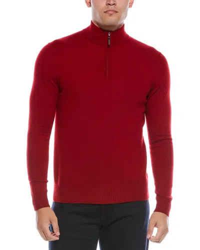 Quinn Cashmere 1/4-zip Mock Neck Sweater In Red
