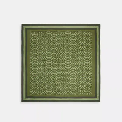 Coach Outlet Signature Silk Square Scarf In Green
