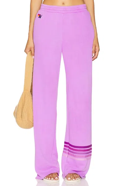 Aviator Nation Rugby Stitch Wide Leg Sweatpants In Neon Purple In Purple