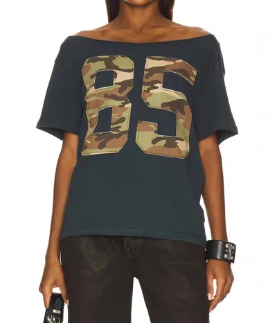 Daydreamer 85 Camo Applique Off The Shoulder Tee In Multi