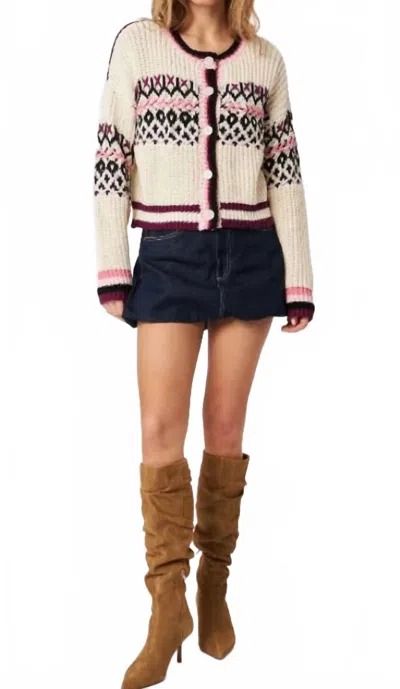 John & Jenn Emery Cardigan In Berry Chill In Multi