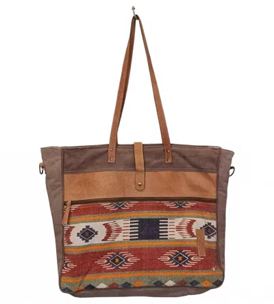 American Darling Women's Leather & Canvas Large Tote Bag In Brown In Multi