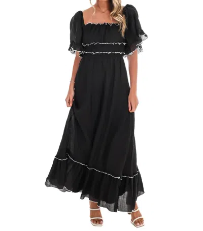 Klesis Twist And Shout Ruffle Maxi Dress In Black In Black