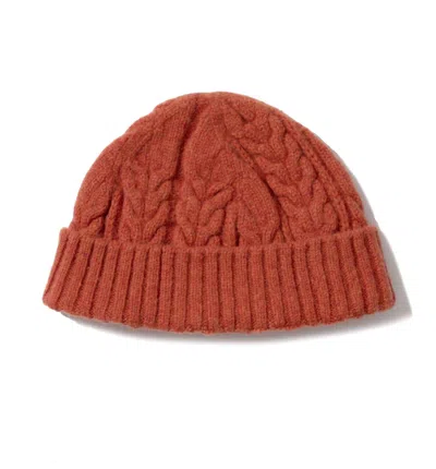 Beaumont Organic Women's Brogan Cable Knit Beanie In Brick In Orange