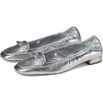 Stuart Weitzman Tully Flats Womens Silver Leather Slip On Loafer Gal1905 In Silver