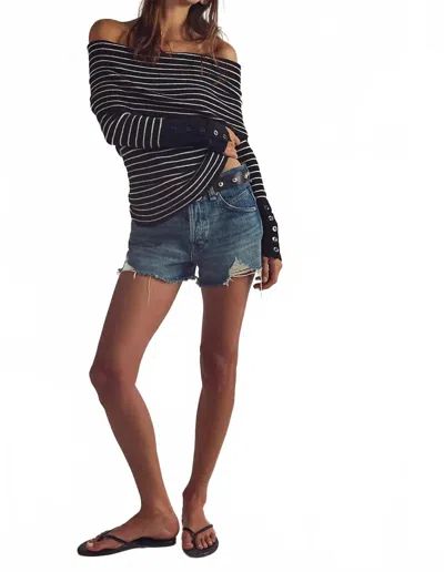 Free People Evergreen Sweater In Black And White Combo In Multi