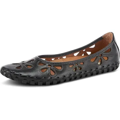 Spring Step Rayely Flats Womens Black Cutout Leather Slip On Shoes Gal1833 In Multi