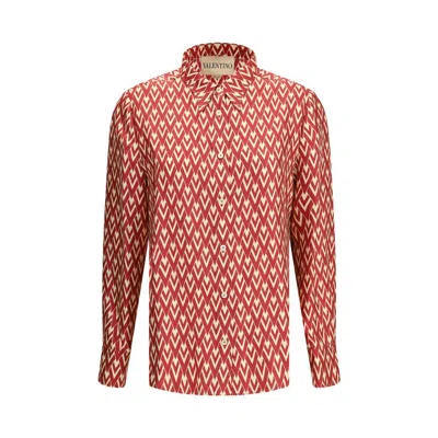 Valentino Red Silk Pattern Shirt In Brown