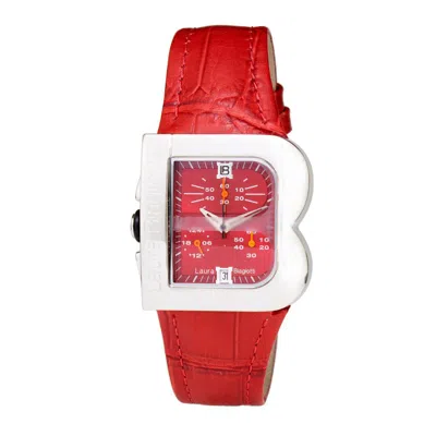Laura Biagiotti Leather Dress Women's Watch In Red
