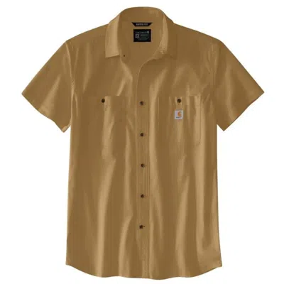 Carhartt Rugged Flex Shirt Men's Shaded Beach Relaxed Fit Button Front Jax157 In Brown