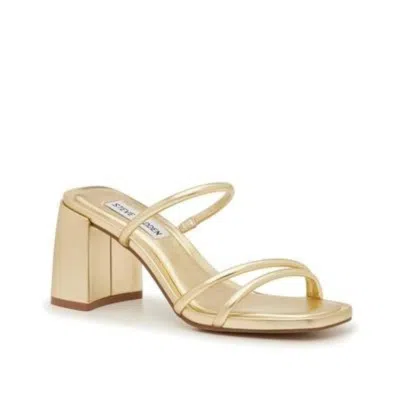 Steve Madden Gemeni Sandals Women's Gold Square Toe Block Heel Gal1591 In Multi
