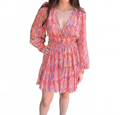Sincerely Ours Margot Birds Of Paradise Mini Dress In Multi In Pink