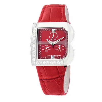 Laura Biagiotti Leather Dress Women's Watch In Red