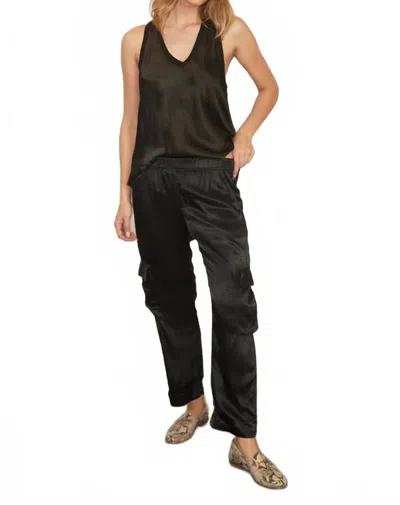 Lamade Bridget Silky Racer Tank In Black In Black