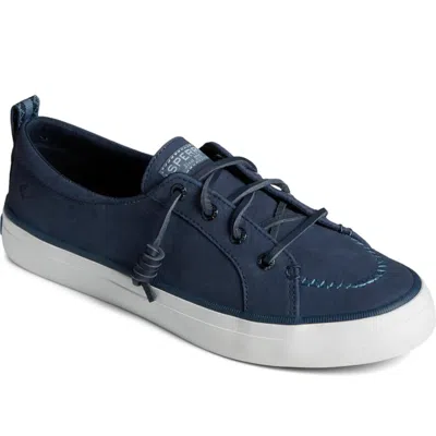 Sperry Crest Vibe Sts88485 Sneakers Womens Navy Leather Slip On Shoes Gal1123 In Blue