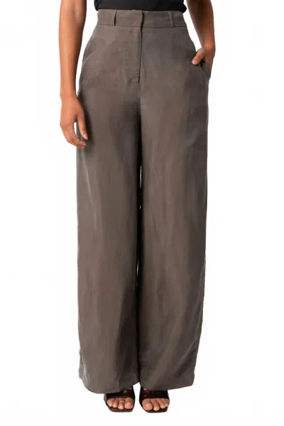 Olivaceous Cupro Wide-leg Trousers In Olive In Gray