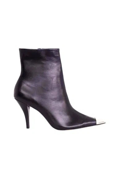 Mangará Atelier Calf Leather Ankle Boots Inga - 8.7cm Heeled Women's Pointed-toe In Black